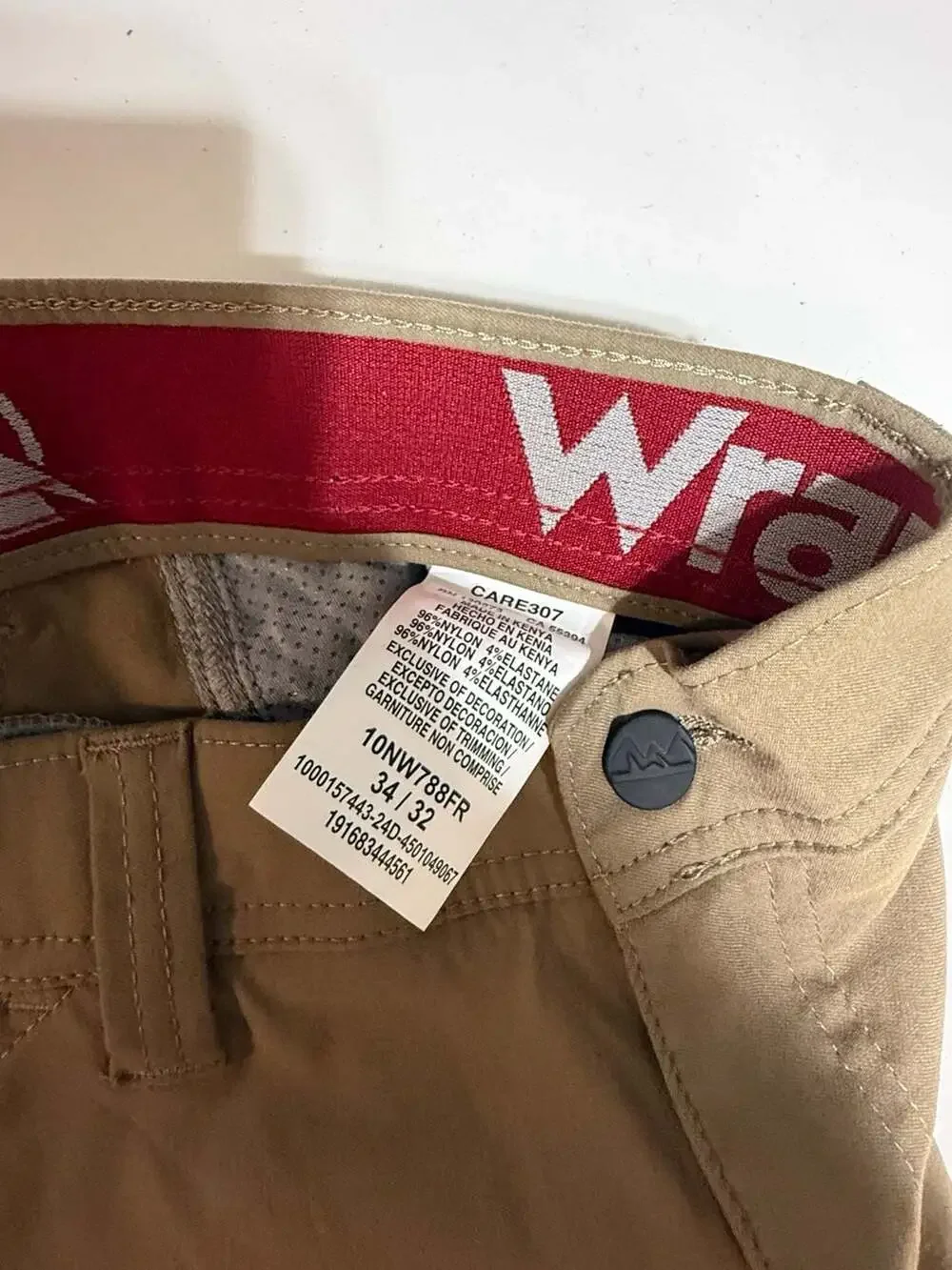 Wrangler All Terrain Cargo Pants Size 34x32 Tan Nylon Performance Stretch